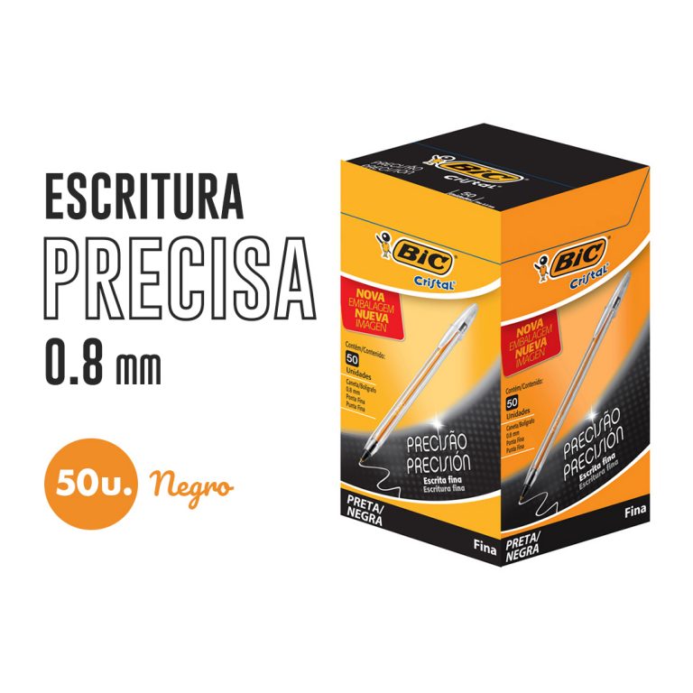 (CON01N) BOL BIC CRISTAL FINE PLUS 0.8M NEGR - ESCOLAR - BOLIGRAFOS