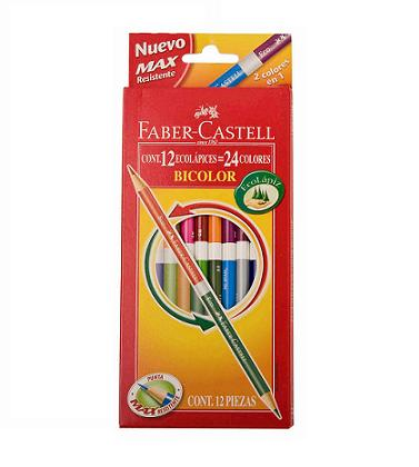 (CON118) LAPIZ DE COLOR FABER X12 BICOLOR - ESCOLAR - LAPICES