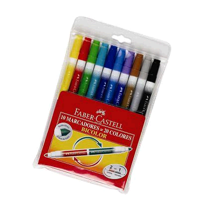 (CON153) MARCADOR FABER CASTELL X10 BICOLOR - ESCOLAR - MARCADORES