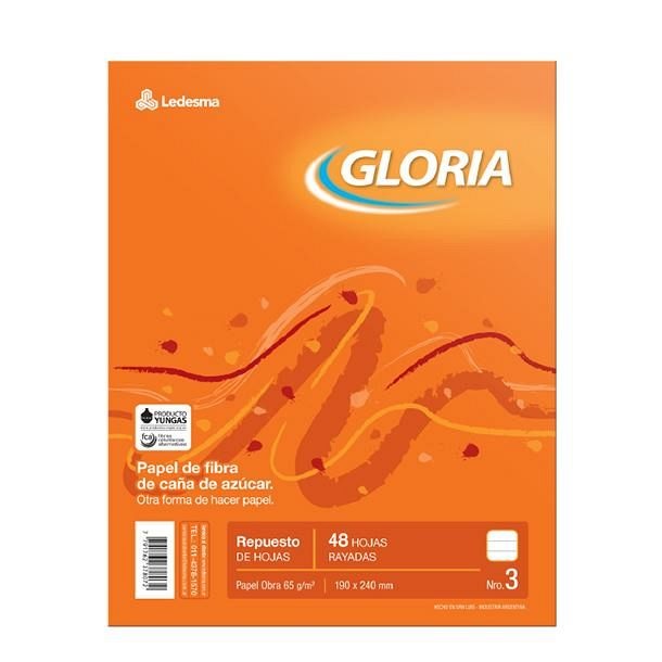 (CON281R) REP.GLORIA X48 RAYADO - ESCOLAR - REPUESTOS DE HOJAS