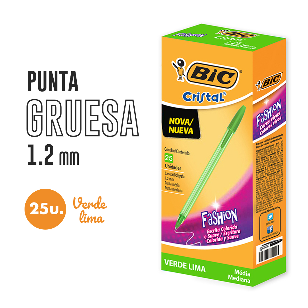 (CON99V) BOL BIC FASHION 1MM VERDE - ESCOLAR - BOLIGRAFOS