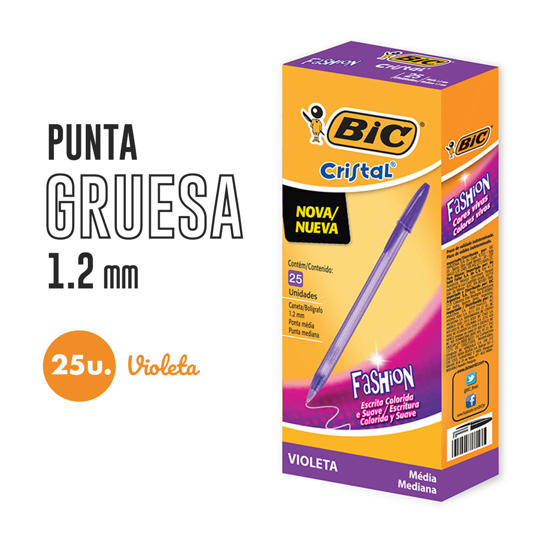 (CON99W) BOL BIC FASHION 1MM VIOLETA - ESCOLAR - BOLIGRAFOS