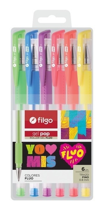 (FIL74) BOL FILGO GEL POP X6 FLUO - ESCOLAR - BOLIGRAFOS