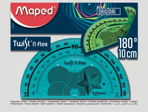 (MAP186) TRANSPORTADOR MAPED 180 TWIST & FL - ESCOLAR - REGLA