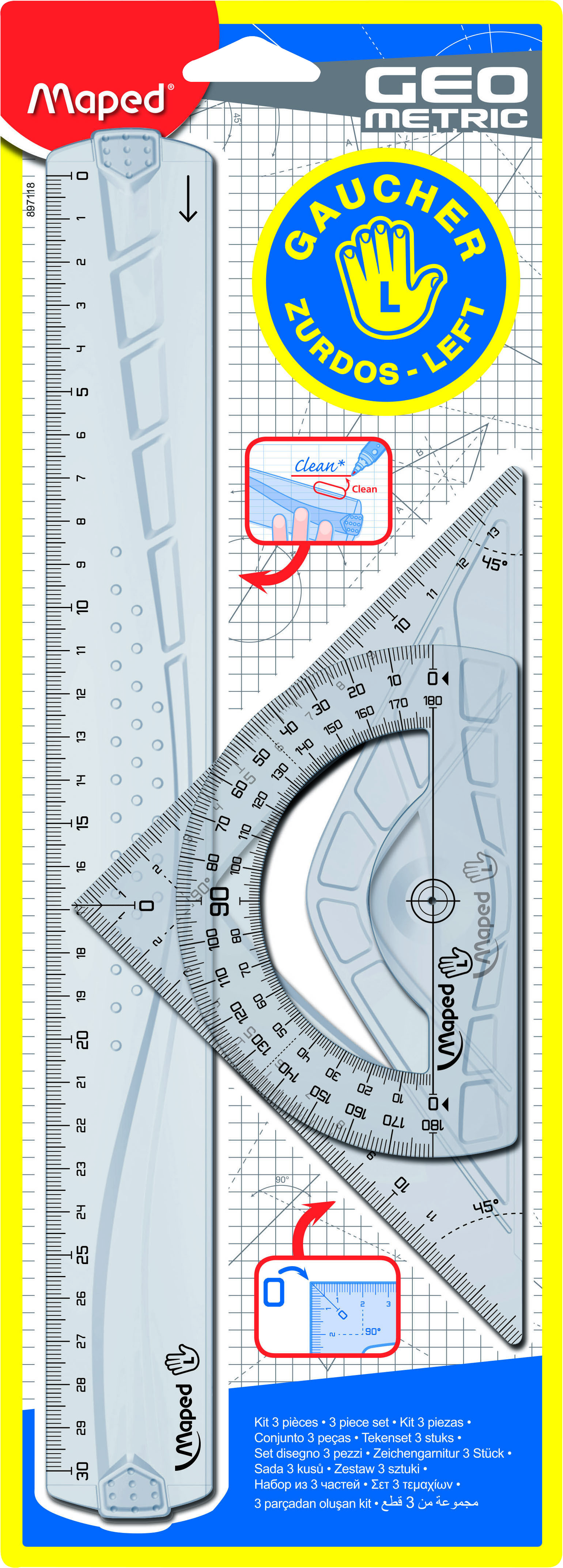 (MAP332) SET DE GEOMETRIA MAPED 3P ZUR.9711 - ESCOLAR - REGLA