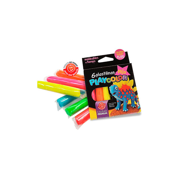 (MOD37) PLASTILINA PLAYCOLOR X6 FLUO - ESCOLAR - PLASTILINAS