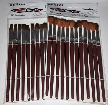 (REX130-12) PINCEL DE MADERA CHATO N12 - ESCOLAR - PINCEL ESCOLAR