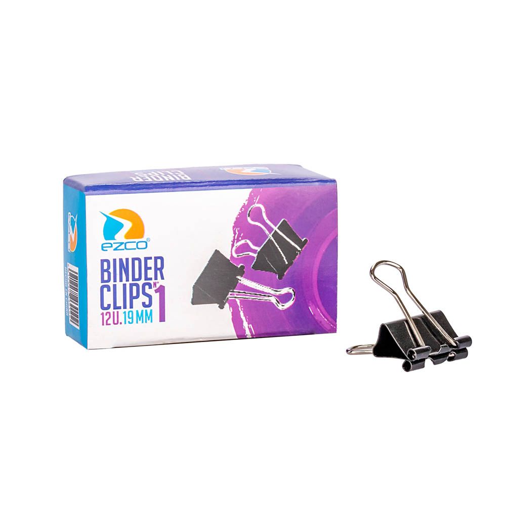 (SIF22-1) BINDER CLIPS EZCO 19MM N1 12UNID - COMERCIAL - CLIPS