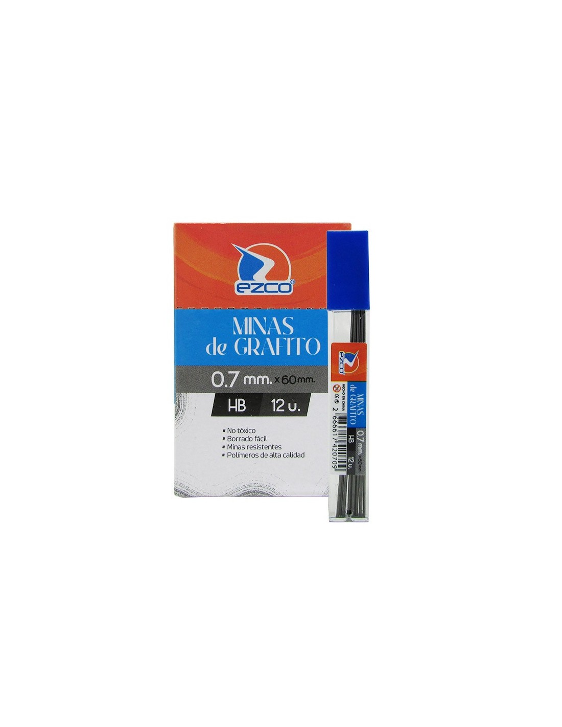 (SKR123) MINAS EZCO 0.7MM X12 UNID. - ESCOLAR - MINAS