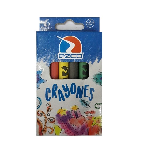 (SKR36) CRAYONES DE CERA EZCO X6 ESCOLARES - ESCOLAR - CRAYONES