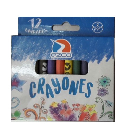 (SKR37) CRAYONES DE CERA EZCO X12 ESCOLARES - ESCOLAR - CRAYONES