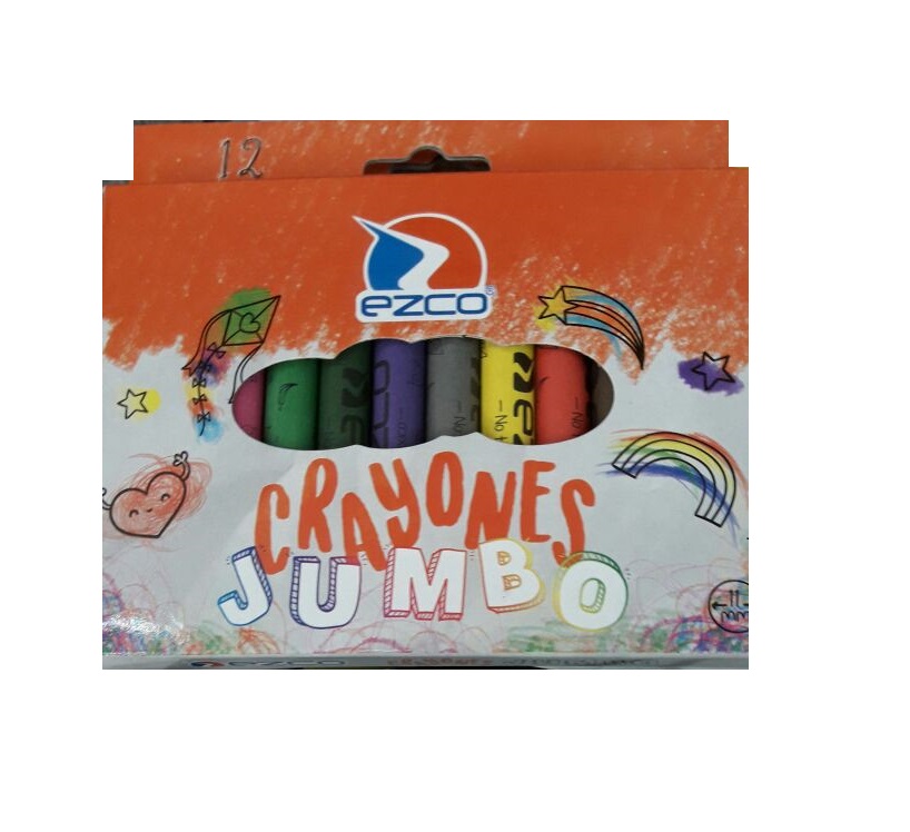 (SKR38) CRAYONES DE CERA EZCO X12 JUMBO - ESCOLAR - CRAYONES