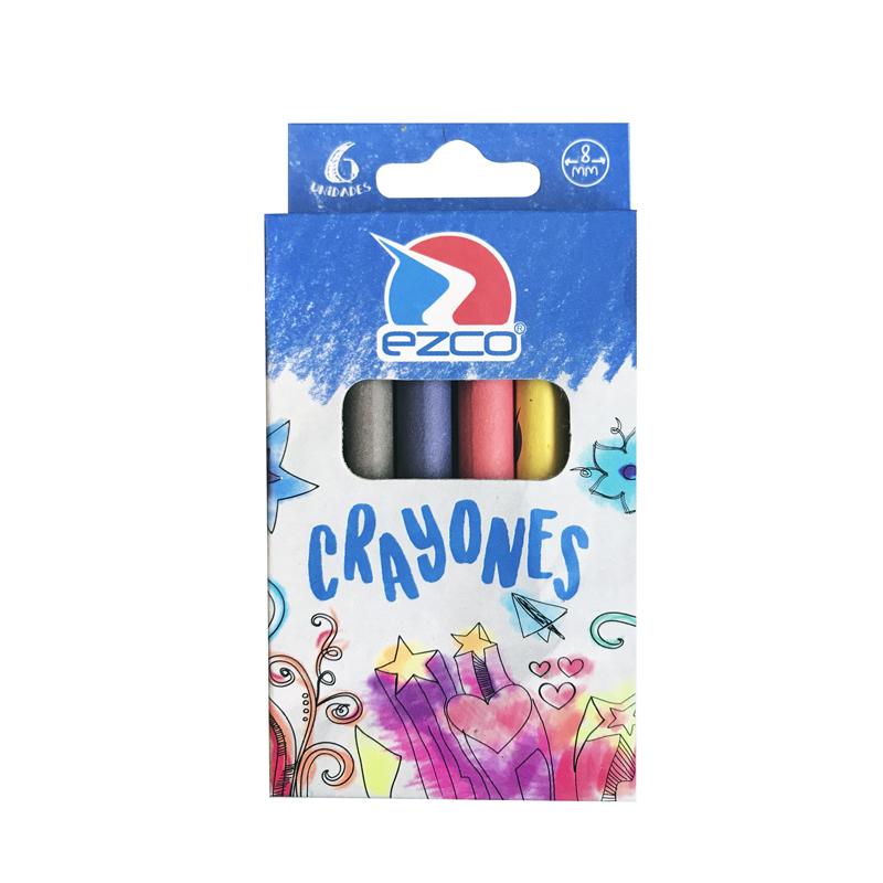 (SKR39) CRAYONES DE CERA EZCO X6 JUMBO - ESCOLAR - CRAYONES