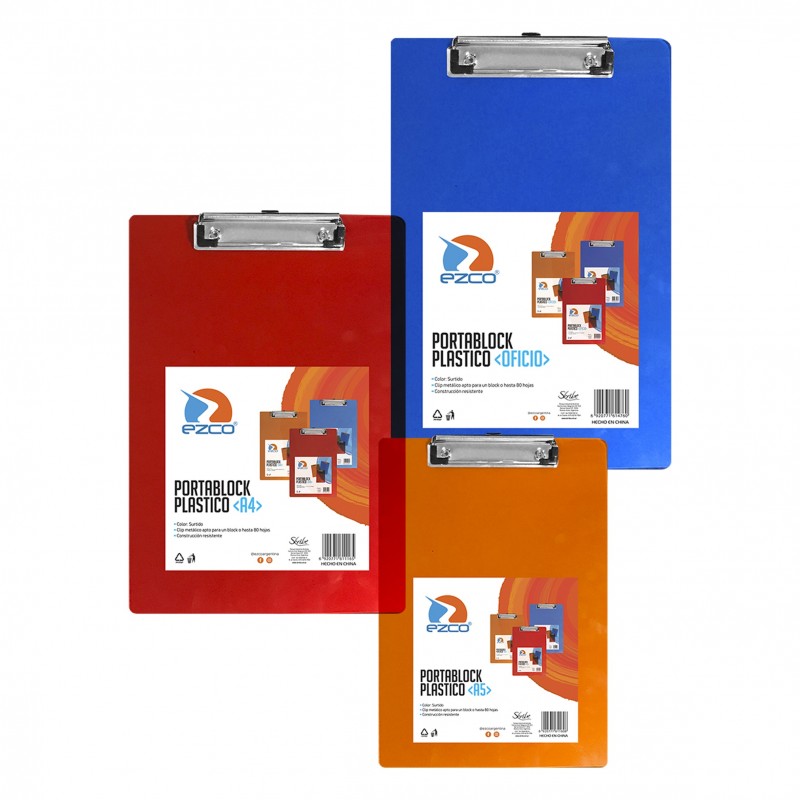 (SKR49A4) PORTA BLOCK PLASTICO EZCO TRASL.A4 - COMERCIAL - TABLEROS