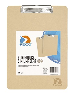 (SKR50) PORTA BLOCK SIMIL MADERA EZCO A4 - COMERCIAL - TABLEROS