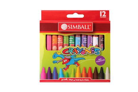 (SP21) CRAYONES DE CERA SIMBALL X12 - ESCOLAR - CRAYONES