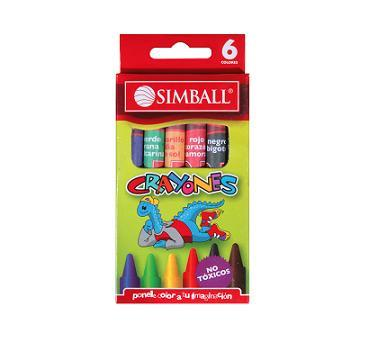 (SP22) CRAYONES DE CERA SIMBALL X6 - ESCOLAR - CRAYONES