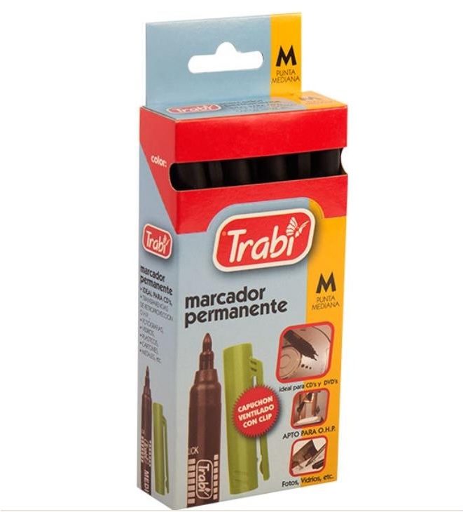 (TRA25N) MARCADOR TRABI PTE 2.0MM NEGRO - ESCOLAR - MARCADORES